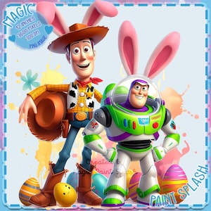Woody und Buzz Ostern Aquarell Splash, Clipart-Bilder, Grafiken und Kunstwerke, Regenbogen Ästhetik, PNG Spielzeug Film Bilder