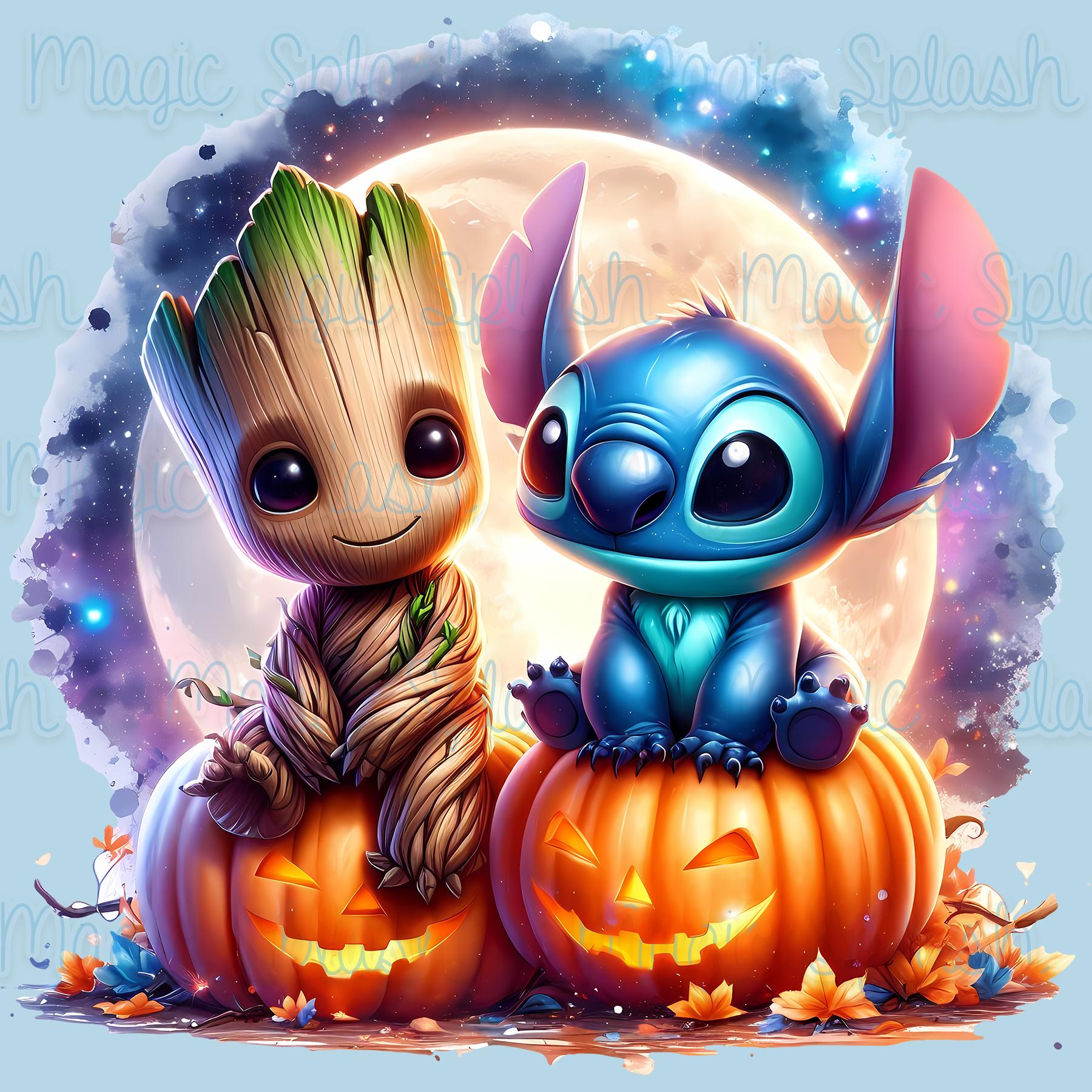 ベビーグルートとスティッチのハロウィーン PNG 画像、クリップ