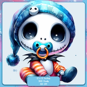 Images clipart Baby Jack aquarelle, graphiques et oeuvres d'art, esthétique arc-en-ciel, PNG mignon petit squelette images