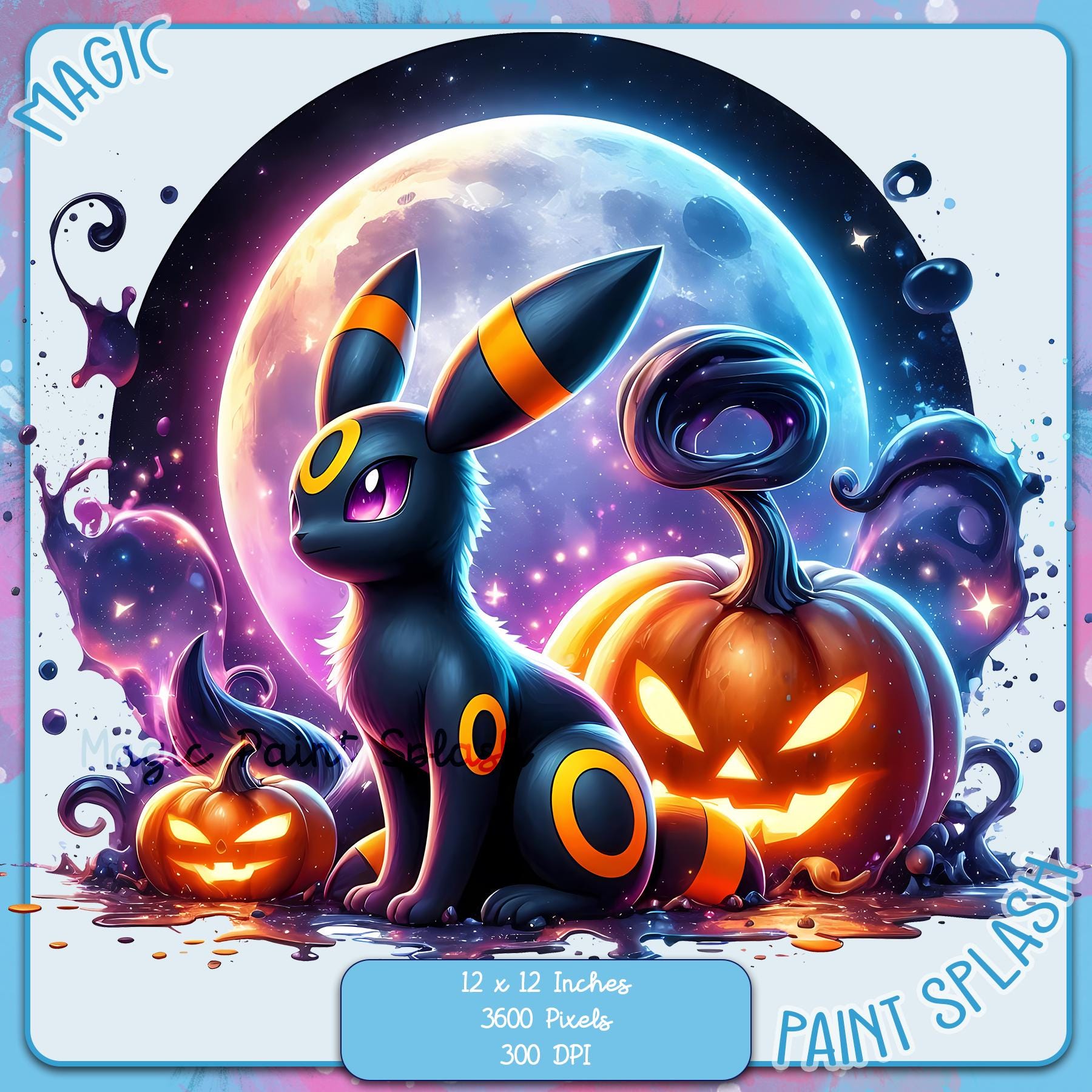 ブラッキー ハロウィン PNG: 水彩クリップアート画像 (デジタル