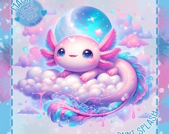 Pastel Axolotl PNG Image (Digital Download)