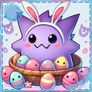 Images Clipart Pâques Gengar PNG Images clipart, graphiques et illustrations, esthétique arc-en-ciel, images de monstre printanier mignon