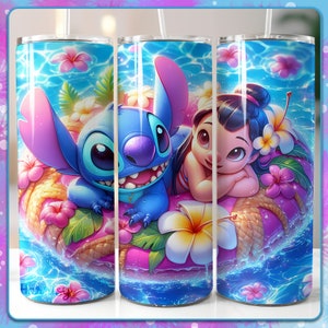 Emballage pour gobelet Lilo et Stitch 20 Oz, conception de gobelet, Sublimation d'emballages, Images de point mignon PNG, fichier en téléchargement numérique