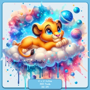 Simba Galaxy Watercolor Splash, imagens clipart, gráficos e obras de arte, estética do arco-íris, imagens PNG de bebê leão