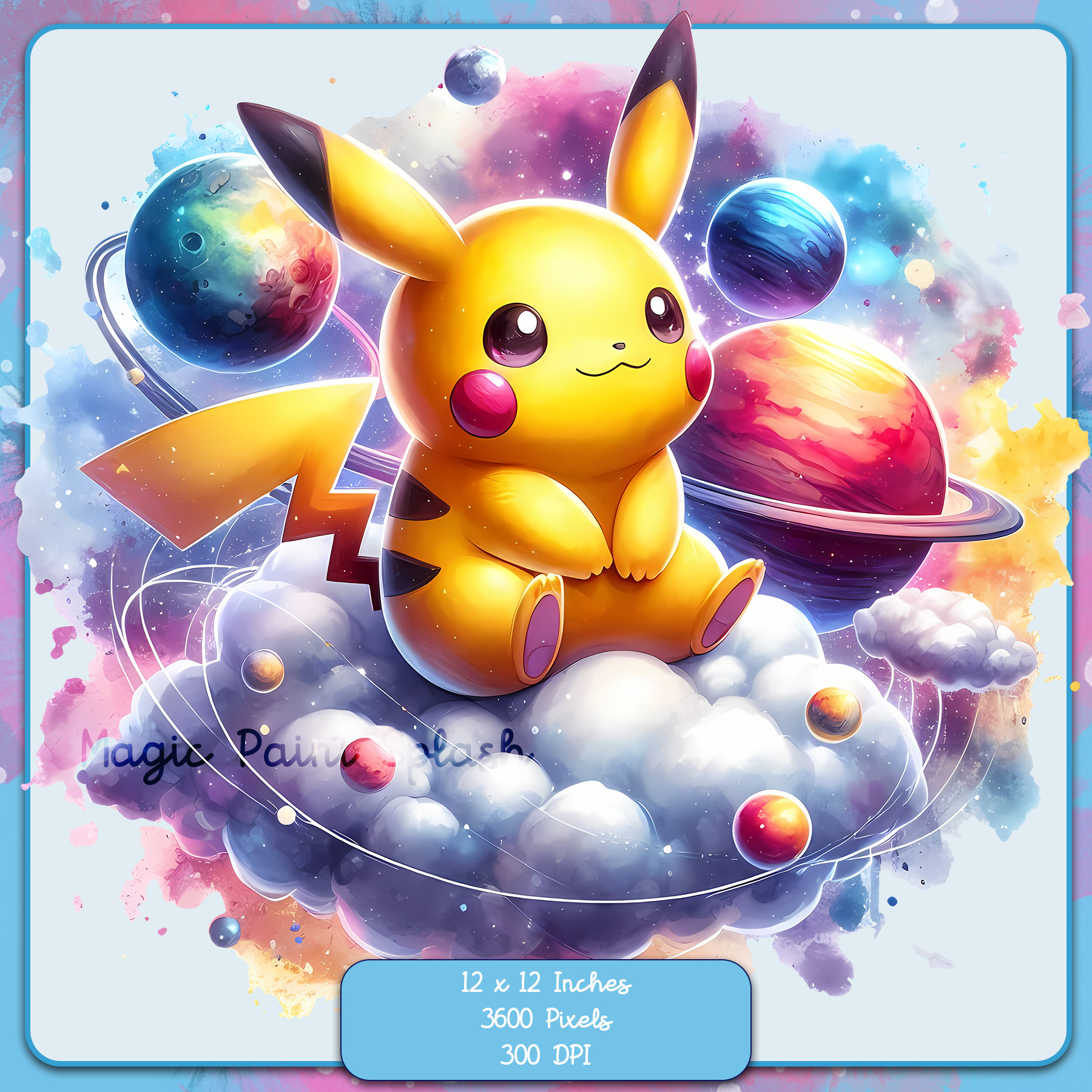 ピカチュウ雲水彩スプラッシュ、クリップアート画像、グラフィックスと