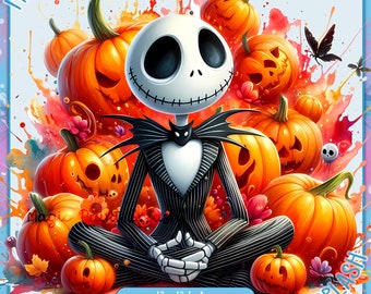 Jack's Halloween Watercolor Clipart: Nightmare Before Christmas PNG (Digital Download)