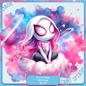 Spidey Girl Galaxy aquarel splash, clipartafbeeldingen, graphics en artwork, esthetiek van de regenboog, png-superheldenfilmafbeeldingen