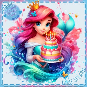 Ariel Geburtstag Aquarell Splash, Clipart Bilder, Grafiken und Kunstwerke, Regenbogen Ästhetik, PNG süße Meerjungfrau Bilder
