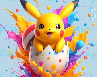 ピカチュウ イースターエッグ クリップアート: 水彩スプラッシュ PNG