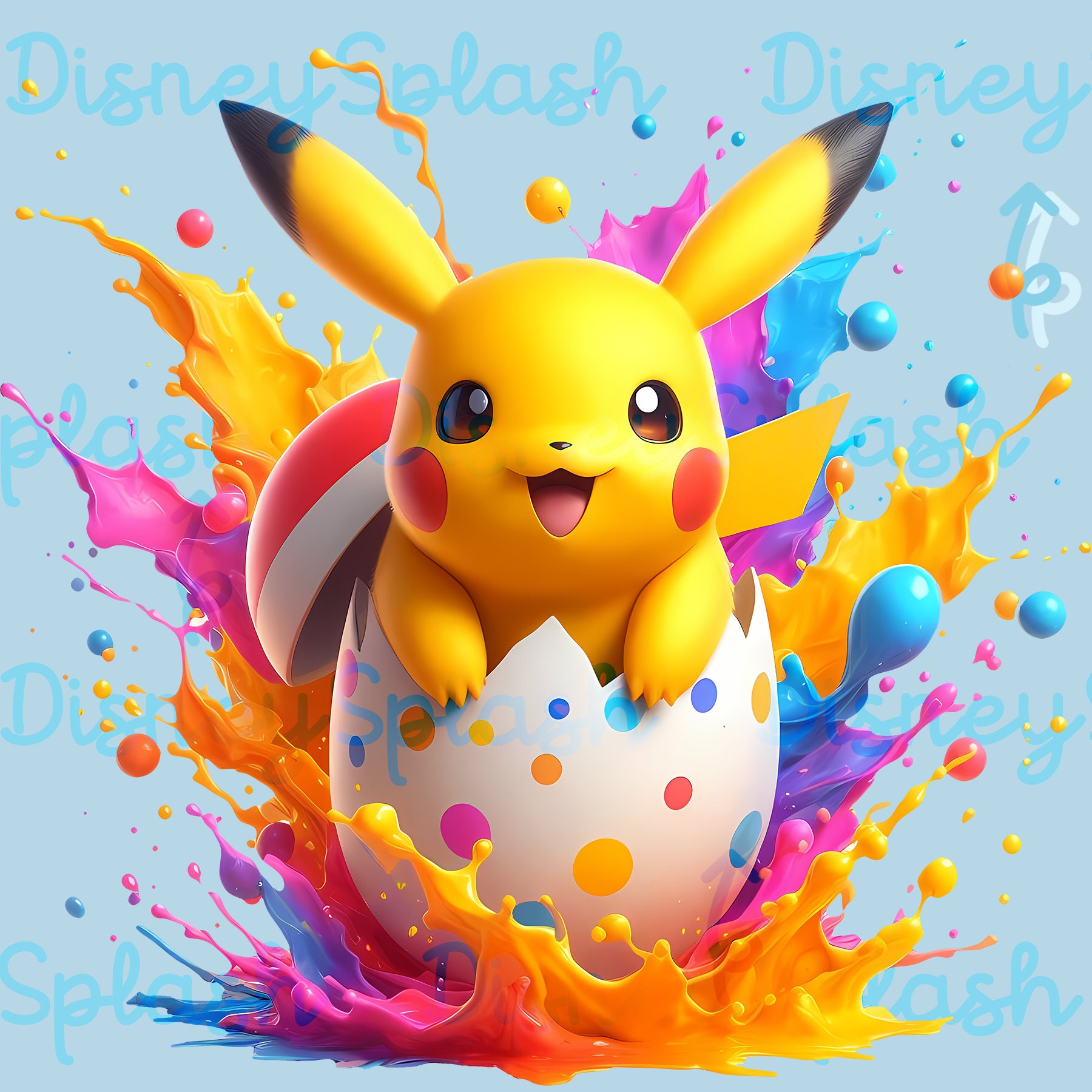 ピカチュウ イースターエッグ クリップアート: 水彩スプラッシュ PNG