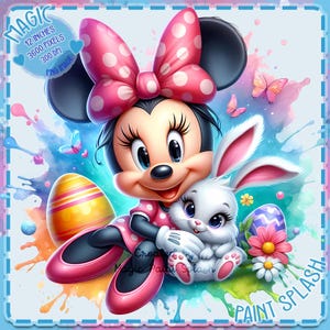 Salpicaduras de acuarela de Minnie Easter, imágenes prediseñadas, gráficos y obras de arte, estética de arcoíris, imágenes PNG de princesas de ratón