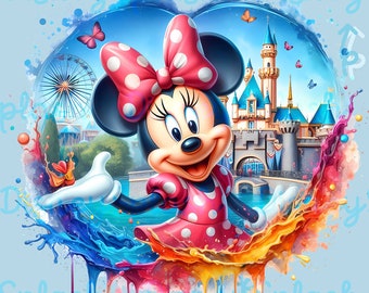 ミニーマウス ディズニーランド PNG: レインボー 水彩
