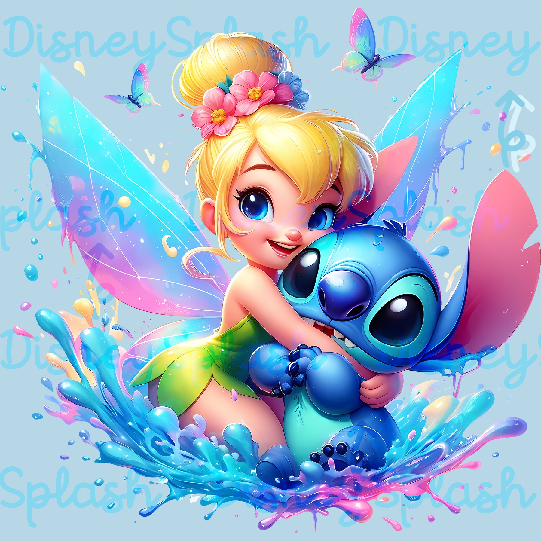 ティンカーベルとスティッチの水彩画クリップアート画像グラフィックスとアートワーク虹の美学PNG かわいいプリンセス画像 - Etsy 日本