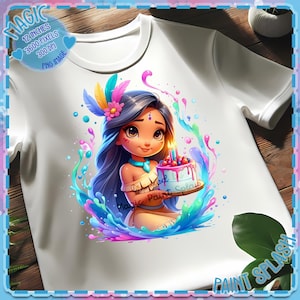 Clipart de acuarela del cumpleaños de Pocahontas: Princesa arcoíris PNG (Descarga digital)