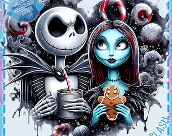 Jack and Sally Christmas PNG: Nightmare Before Christmas Clip Art (Digital Download)