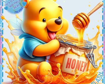 Winnie the Pooh Honey Barrel Clipart: Watercolor Splash (Digital Download)