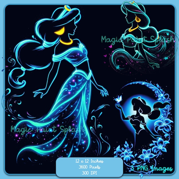 ジャスミンのシルエット PNG 画像: レインボー プリンセス クリップ