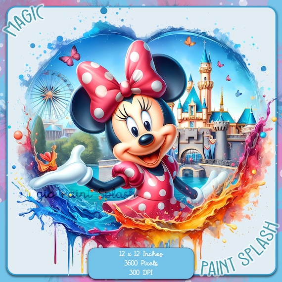 ミニーマウス ディズニーランド PNG: レインボー 水彩