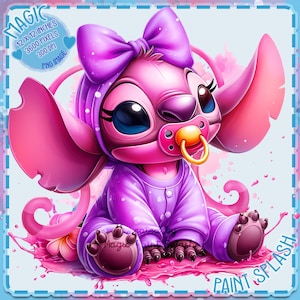 Baby Angel Watercolor Splash, Immagini Clipart, Grafica e Opere d'Arte, Estetica Arcobaleno, Immagini PNG Cute Stitch