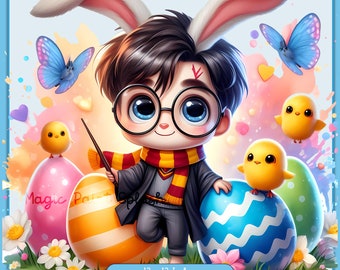 Cute Wizardly Easter Magic Watercolor Splash, Clipart Images, Graphics and Artwork, Rainbow Aesthetic, PNG Movie Images