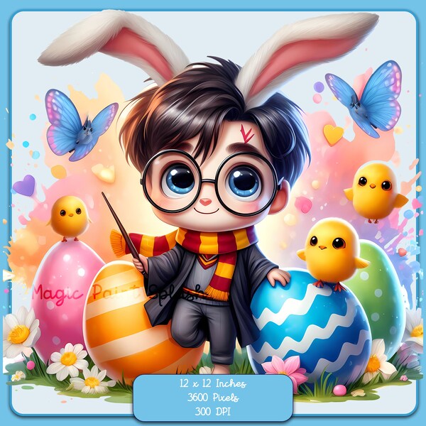 Cute Wizardly Easter Magic Watercolor Splash, Clipart Images, Graphics and Artwork, Rainbow Aesthetic, PNG Movie Images