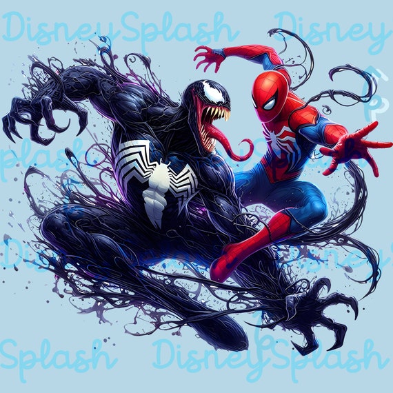 スパイダーマン vs ヴェノム クリップアート: 水彩スプラッシュ PNG