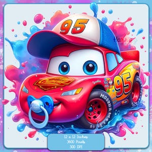 Baby McQueen Watercolor Splash, Obrazy clipart, Grafika i Dzieła Sztuki, Dekoracja Pokoju Dziecięcego, PNG Słodkie Obrazy Postaci