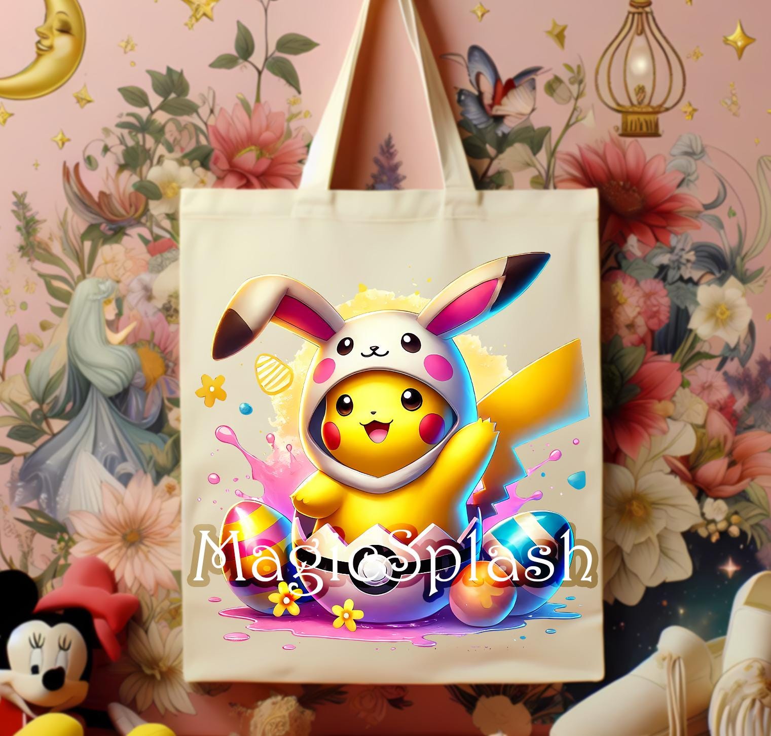 Pikachu Easter Egg PNG: Watercolor Splash Clipart (digital