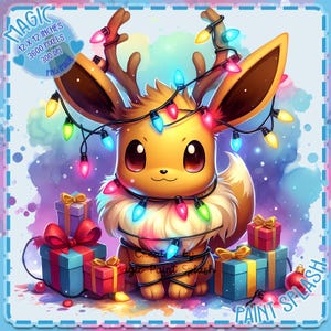 Evoli Weihnachten Aquarell Splash, Clipart Bilder, Grafiken und Kunstwerke, Regenbogen Ästhetik, PNG süße kleine Monster Bilder