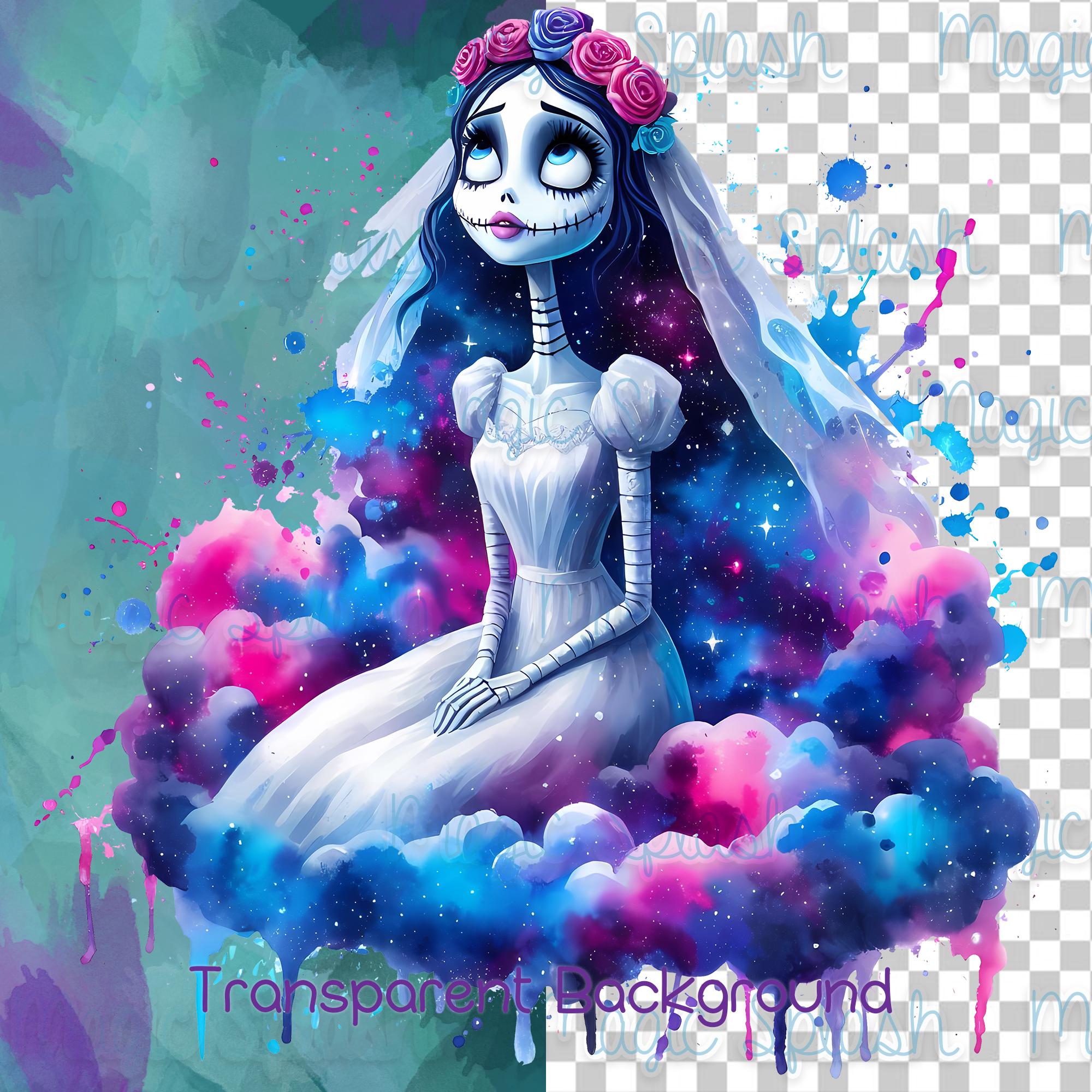 Emily Corpse Bride Clipart: Watercolor Clouds PNG (digital Download) - Etsy
