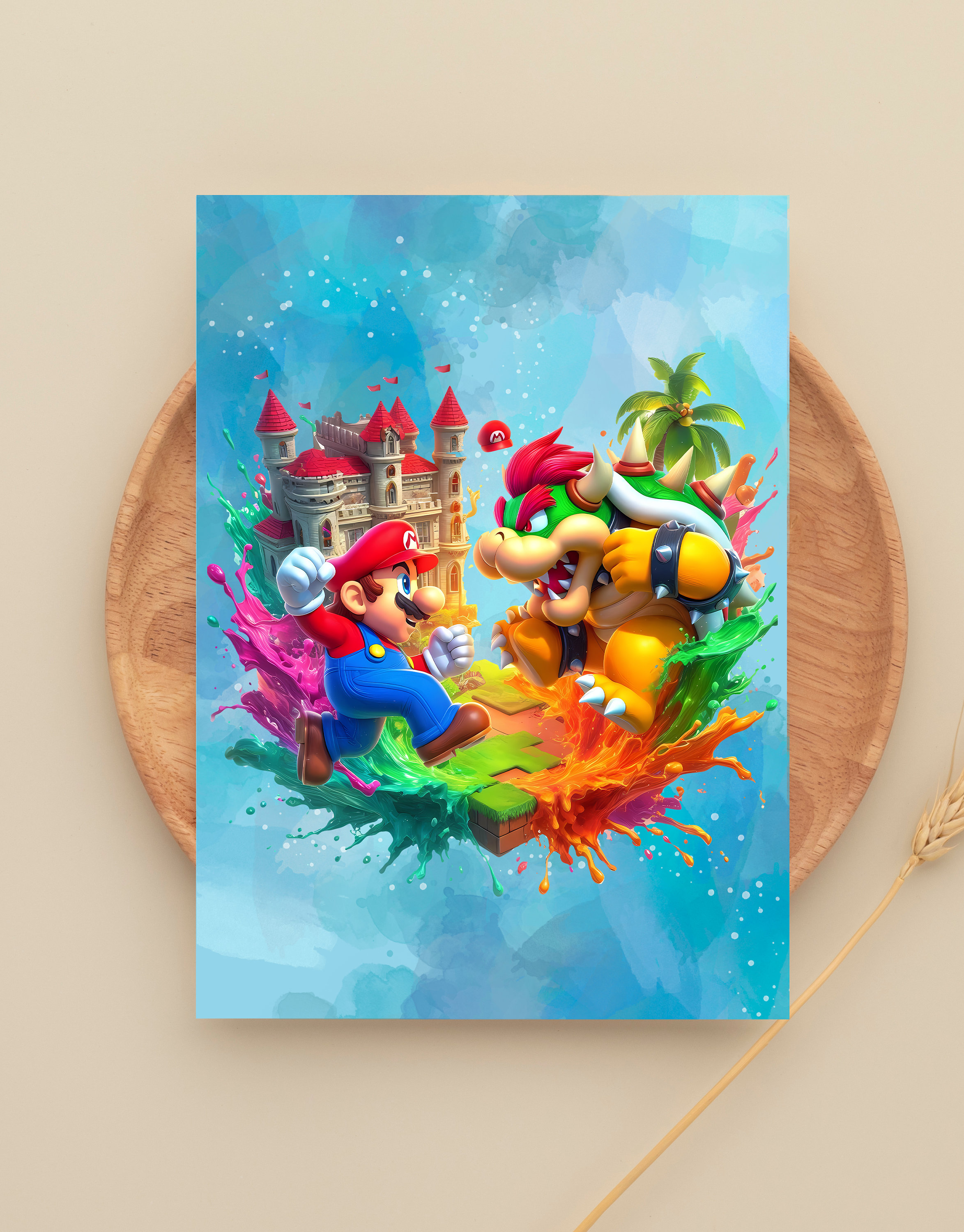 マリオ対クッパ クリップアート: 水彩スプラッシュ PNG 画像 (デジタル