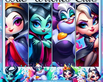 5 Bad Witches Club PNG Set: Villain Queens Clipart (Digital Download)