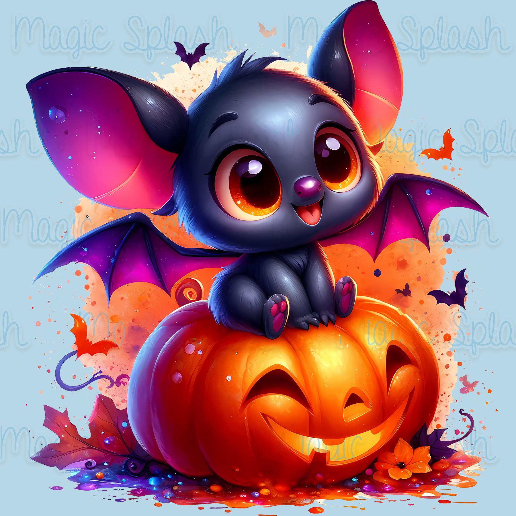 Lunation Leathers RARE Halloween Bat with Pumpkin Hair Slide il_fullxfull.4195766925_dt4t.jpg main image 2