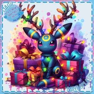 Umbreon Weihnachten Aquarell Splash, Clipart Bilder, Grafiken und Kunstwerke, Regenbogen Ästhetik, PNG süße kleine Monster Bilder