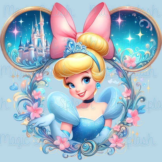 Cinderella Watercolor Splash Clipart: Rainbow Princess PNG