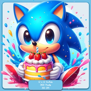 Images clipart anniversaire Sonic mignon aquarelle, graphiques et oeuvres d'art, images de jeu PNG