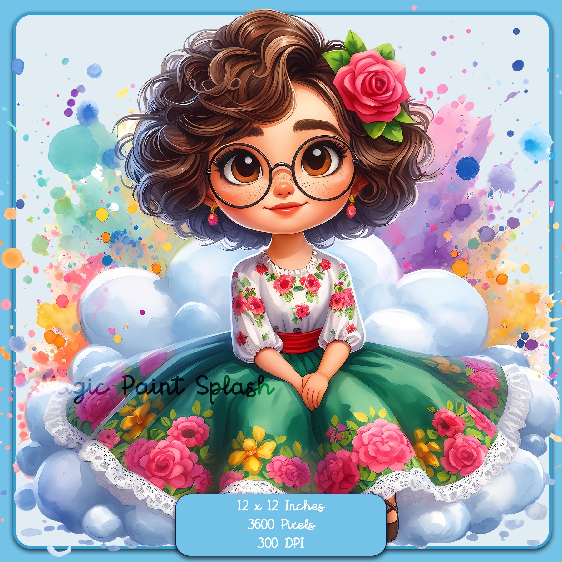 Mirabel Madrigal Clipart: Encanto Watercolor PNG Image (Digital Download)