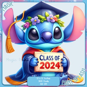 Stitch Graduation 2024 Clipart Images, Graphics and Artwork, Rainbow Aesthetic, PNG Cute Stitch Images