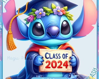 Stitch Graduation 2024 Clipart Images, Graphics and Artwork, Rainbow Aesthetic, PNG Cute Stitch Images