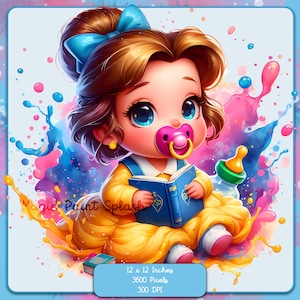 Baby Belle acquerello Splash, immagini clipart, grafica e opere d'arte, estetica arcobaleno, immagini PNG carina piccola principessa