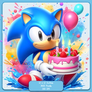 Images Clipart Sonic Birthday Splash aquarelle, graphiques et illustrations, images gaming PNG