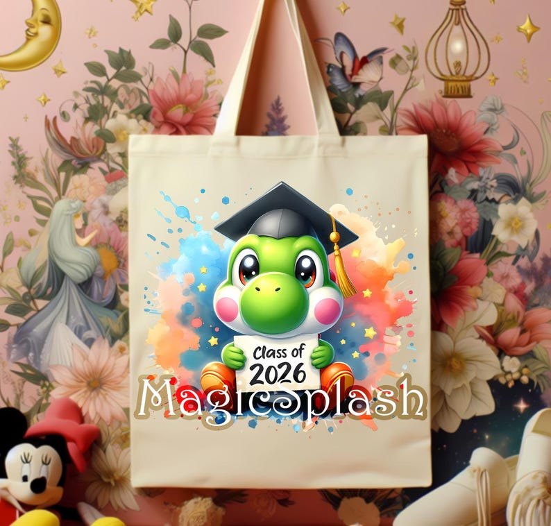 Yoshi Graduation Baby Yoshi 2026 Graduation PNG: Watercolor Splash Clipart (digital ...