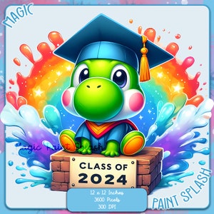Formatura da turma de 2024 do Yoshi, aquarela, clipart, gráficos e artes, estética de arco-íris, imagens de jogos em PNG