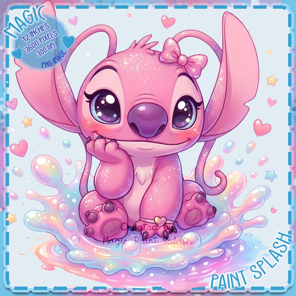 Pink Angel Girl Clipart | Glitter Stitch, Watercolor Splash (PNG File ...