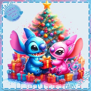 Stich und Engel Weihnachten Aquarell PNG, Clipart Bilder, Regenbogen Ästhetik, PNG Bilder