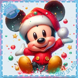 Mickey Holidays Aquarell Splash PNG Bild, Clipart-Bilder, Grafiken und Kunstwerke, Regenbogen Ästhetik, Weihnachtsferien Clipart-Bild