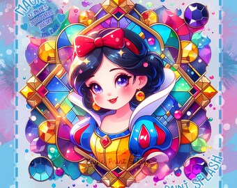 白雪姫の宝石の水彩画スプラッシュ画像（PNGデジタルダウンロード