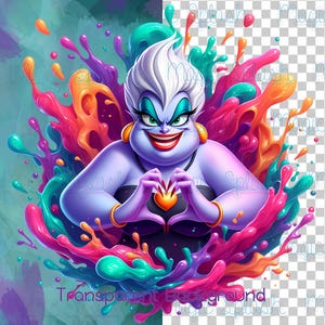 Ursula Heart Hands Clipart: Rainbow Watercolor Splash (PNG Digital Download) image 3