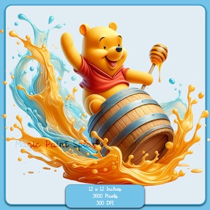 Winnie the Pooh Clipart: Honey Barrel Watercolor Splash (Digital Download)