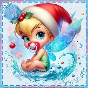Baby Tinkerbell Urlaub, Aquarell Splash, Clipart Bilder, Grafiken und Kunstwerke, Weihnachtsästhetik, PNG süße kleine Prinzessin Bilder